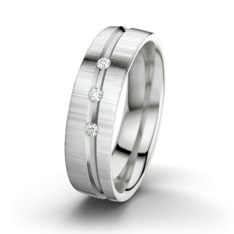 Diamantring Mr Darcy M6, Sterlingsilber 925 quermatt, von vorn