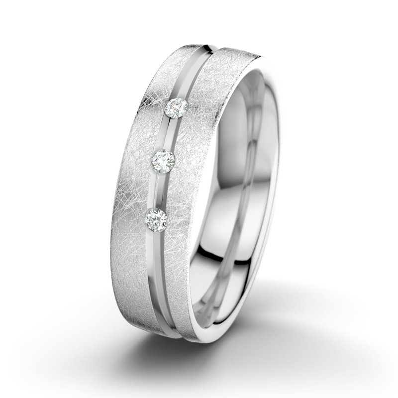 Diamantring Mr Darcy M6, Weißgold 750 eismatt, von vorn