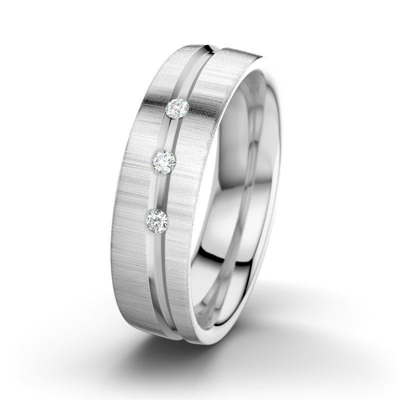 Diamantring Mr Darcy M6, Weißgold 585 quermatt, von vorn