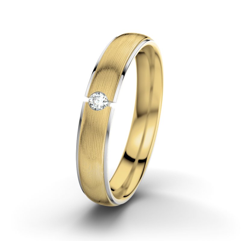 Diamantring Napoleon M4, Gelbgold 750 längsmatt, von vorn