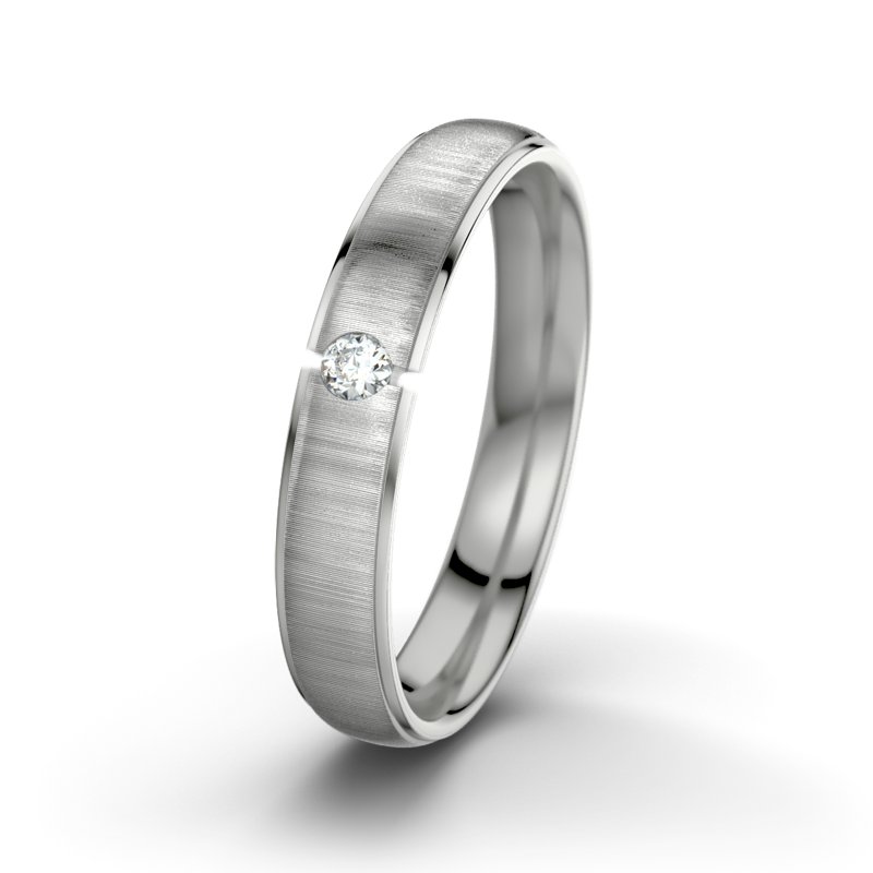 Diamantring Napoleon M4, Palladium 585 quermatt, von vorn