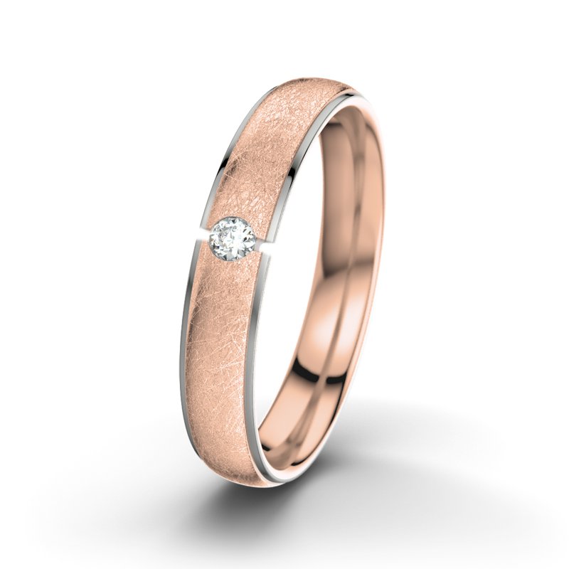 Diamantring Napoleon M4, Rotgold 750 eismatt, von vorn