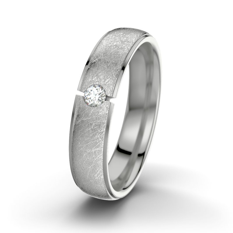 Diamantring Napoleon M5, Palladium 585 eismatt, von vorn