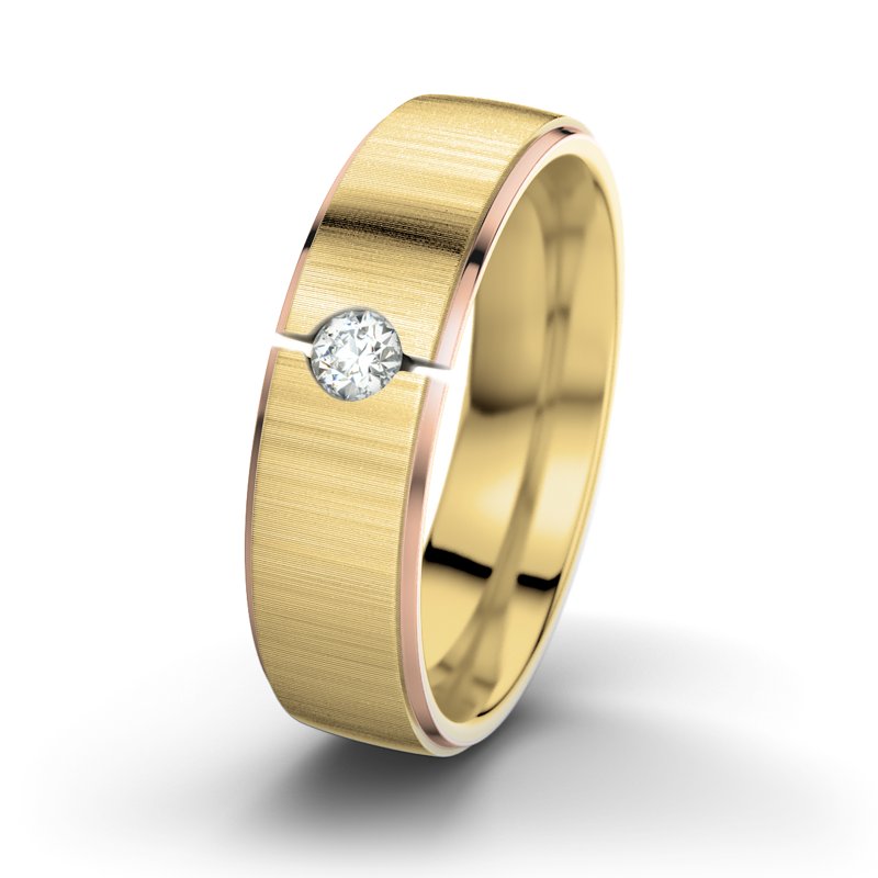 Diamantring Napoleon M6, Gelbgold 585 quermatt, von vorn