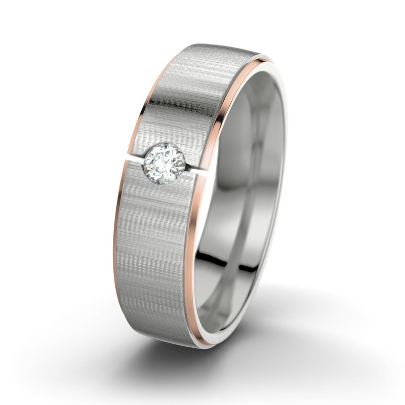 Diamantring Napoleon M6, Palladium 950 quermatt, von vorn