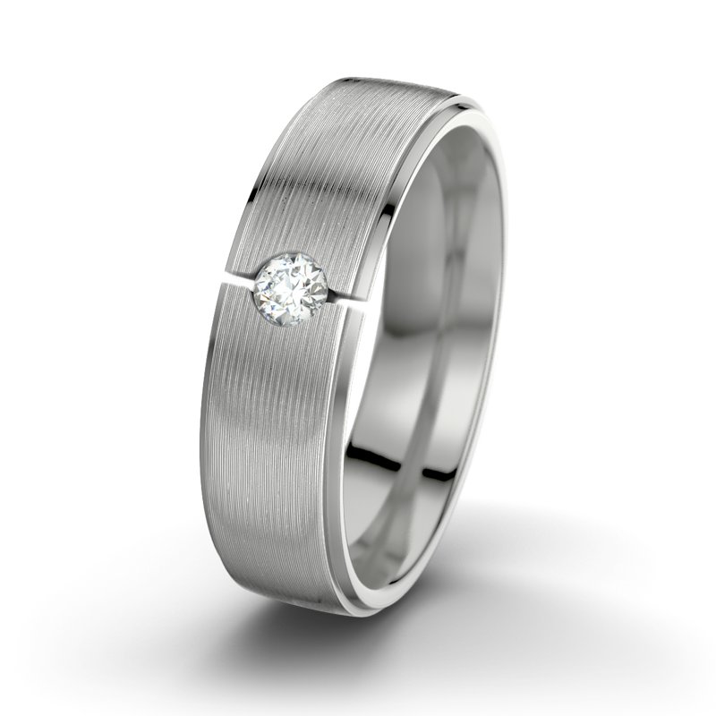 Diamantring Napoleon M6, Platinum 950 längsmatt, von vorn