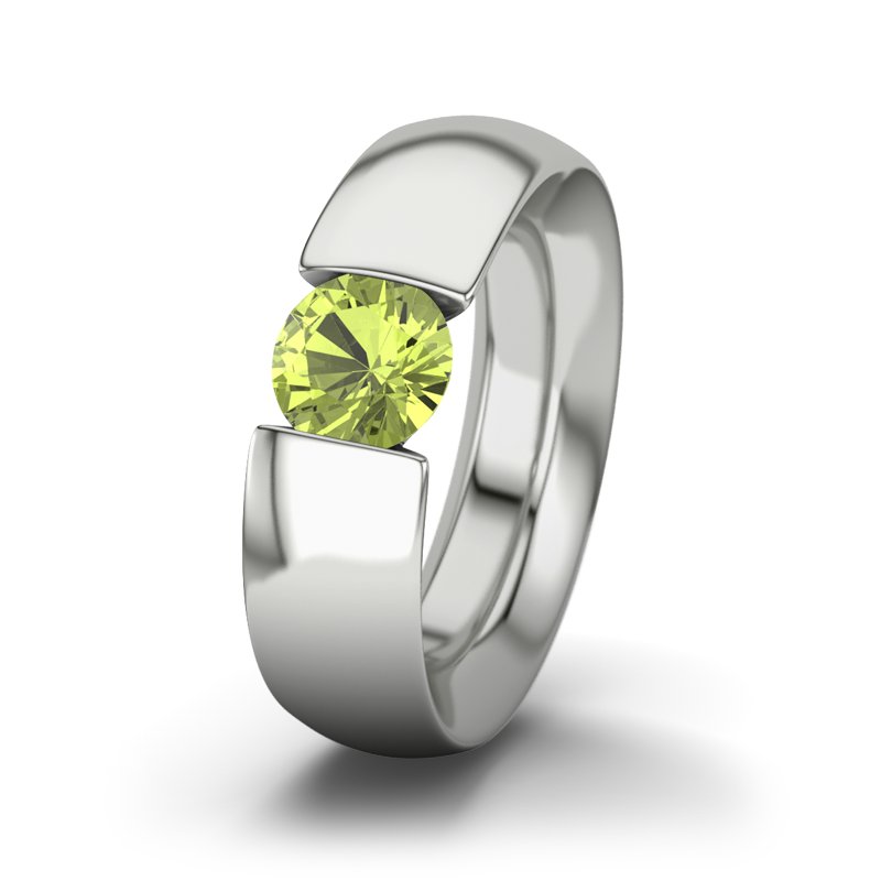 Peridot Platinumring New Mexico, Platinum 950, von vorn