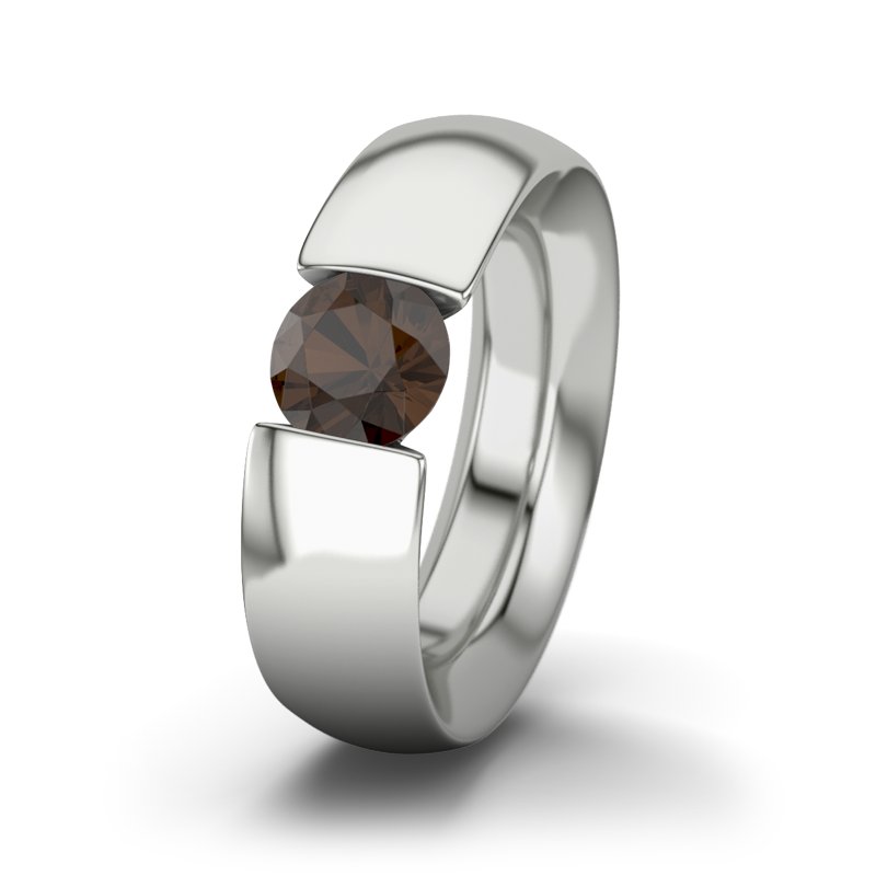Rauchquarz Platinumring New Mexico, Platinum 950, von vorn