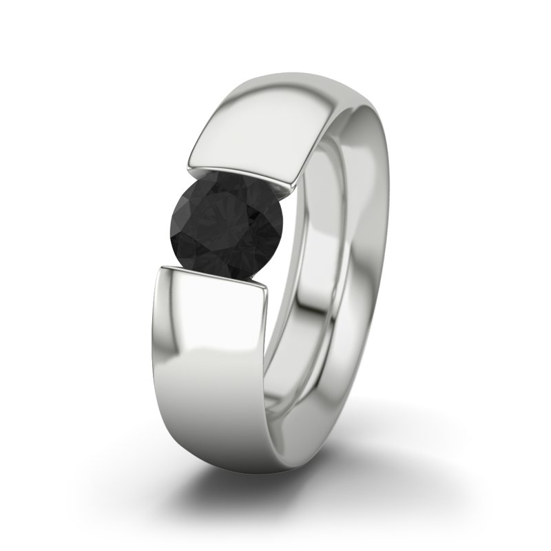 Diamant Schwarz Sterlingsilberring New Mexico, Sterlingsilber 925, von vorn