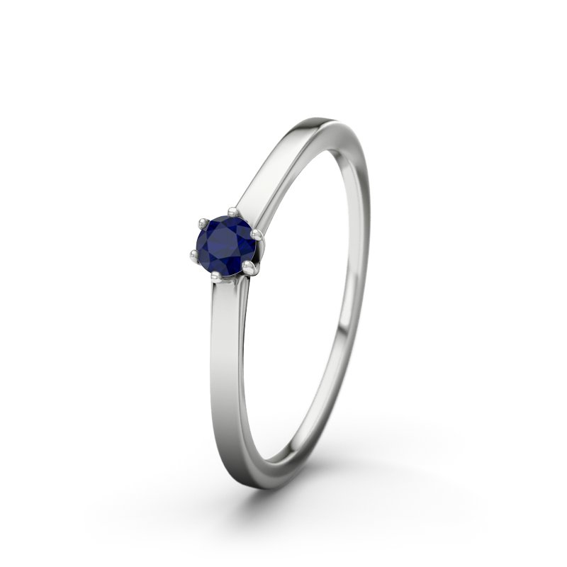 Blauer Saphir Platinumring Nogoya, Platinum 950, von vorn