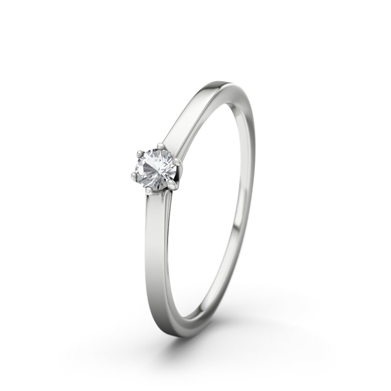 Zirkonia Weißgoldring Nogoya, Weißgold 750, von vorn