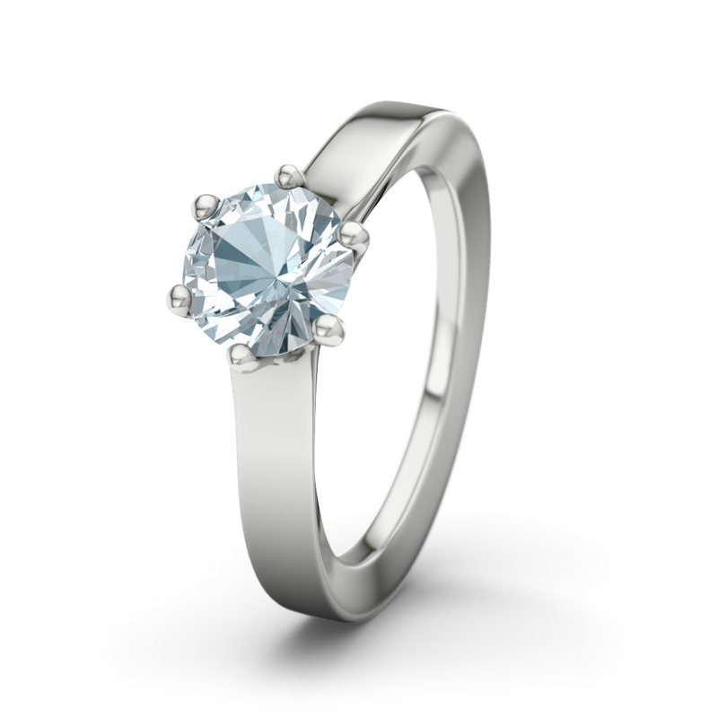Aquamarin Weißgoldring North Carolina, Weißgold 375, von vorn
