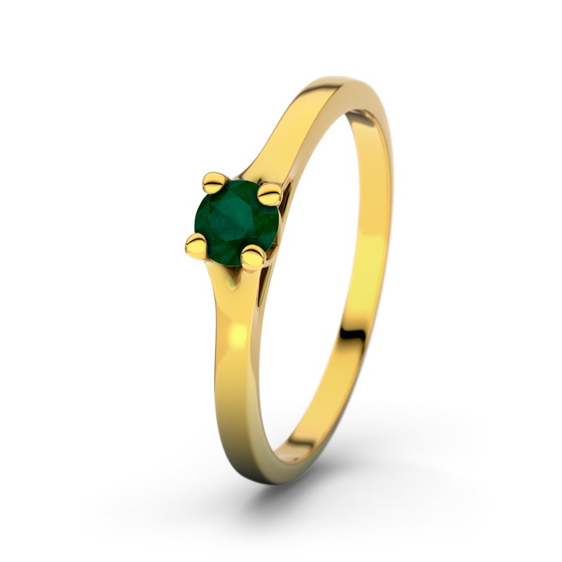 Smaragd Gelbgoldring Notting Hill, Gelbgold 375, von vorn