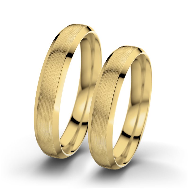 Kein Stein Gelbgold längsmattring Ophelia F4, Gelbgold 375 längsmatt, von vorn