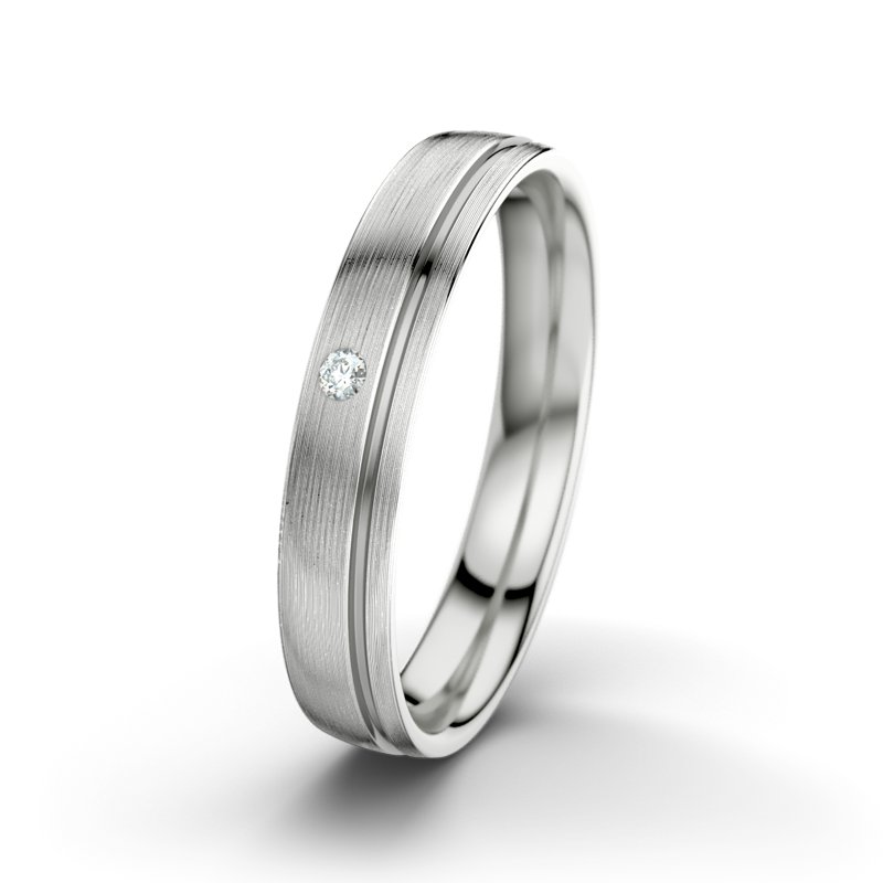 Diamantring Orpheus M4, Sterlingsilber 925 längsmatt, von vorn