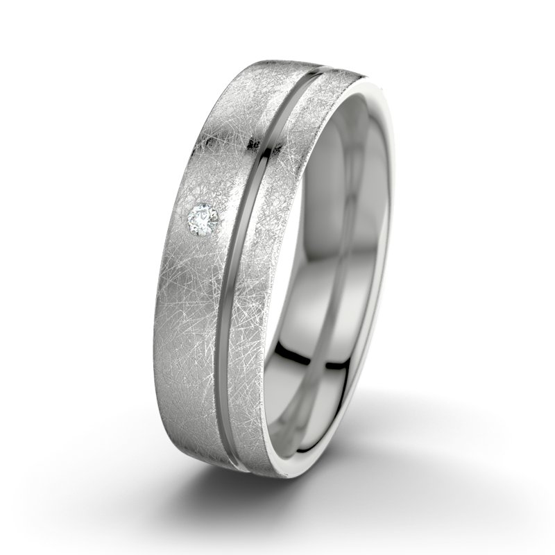 Diamantring Orpheus M6, Palladium 585 eismatt, von vorn