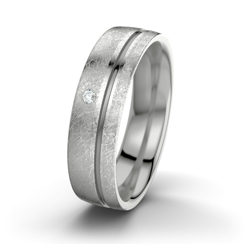 Diamantring Orpheus M6, Platinum 600 eismatt, von vorn
