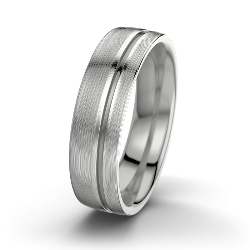 Kein Stein Platinum längsmattring Orpheus M6, Platinum 950 längsmatt, von vorn