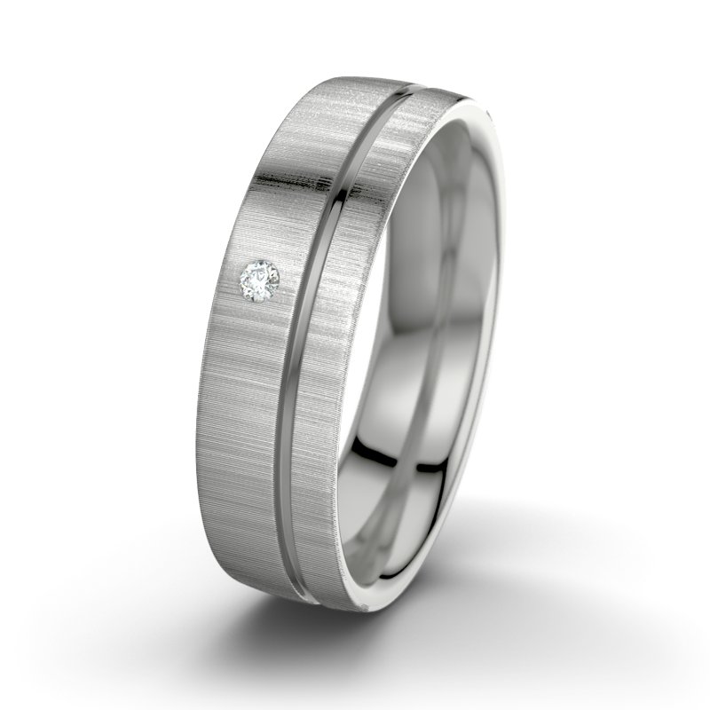Diamantring Orpheus M6, Platinum 600 quermatt, von vorn