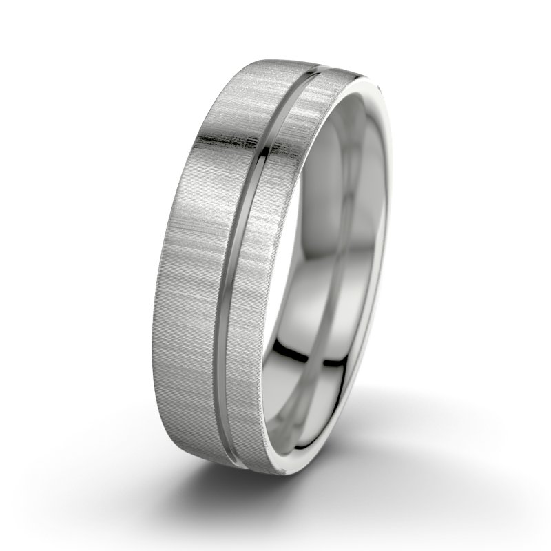 Kein Stein Platinum quermattring Orpheus M6, Platinum 950 quermatt, von vorn