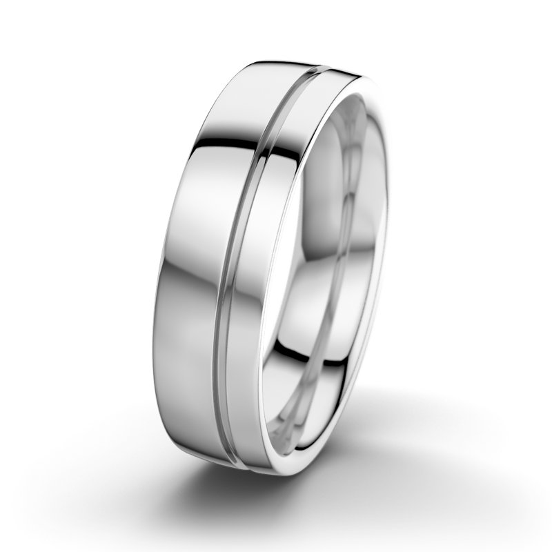 Kein Stein Weißgold poliertring Orpheus M6, Weißgold 375 poliert, von vorn