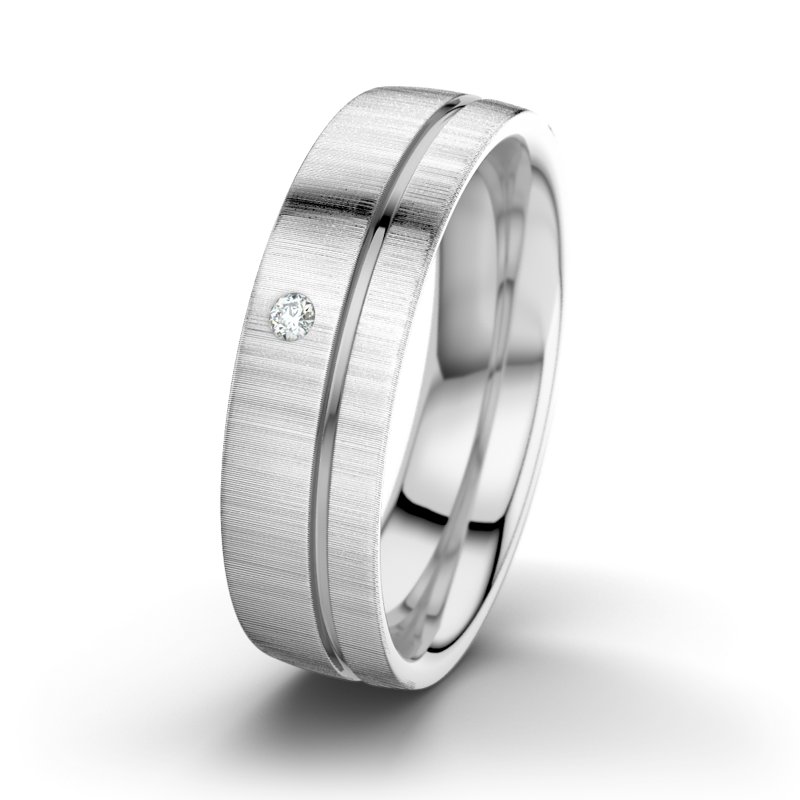 Diamantring Orpheus M6, Weißgold 585 quermatt, von vorn