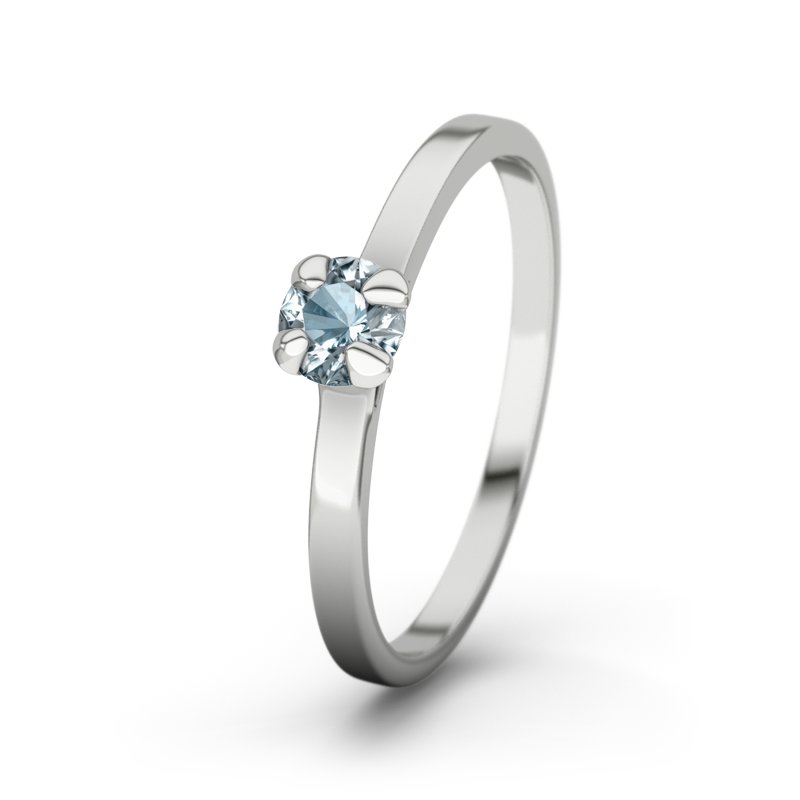 Aquamarin Sterlingsilberring Rockefeller, Sterlingsilber 925, von vorn