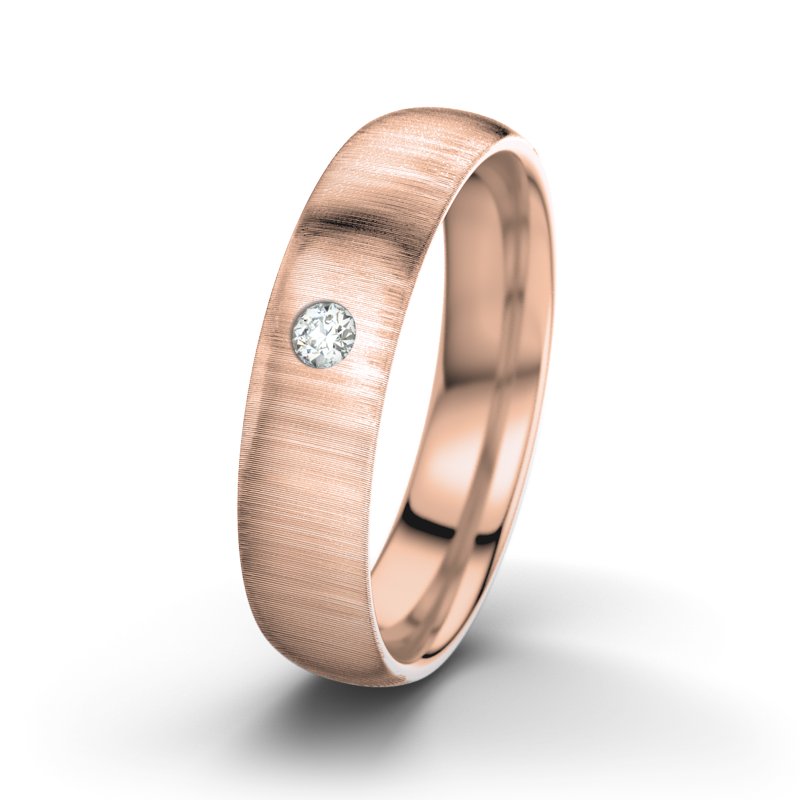 Diamantring Romeo M5, Rotgold 375 quermatt, von vorn