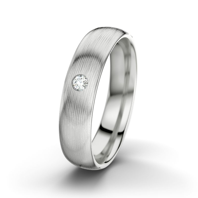 Diamantring Romeo M5, Sterlingsilber 925 längsmatt, von vorn