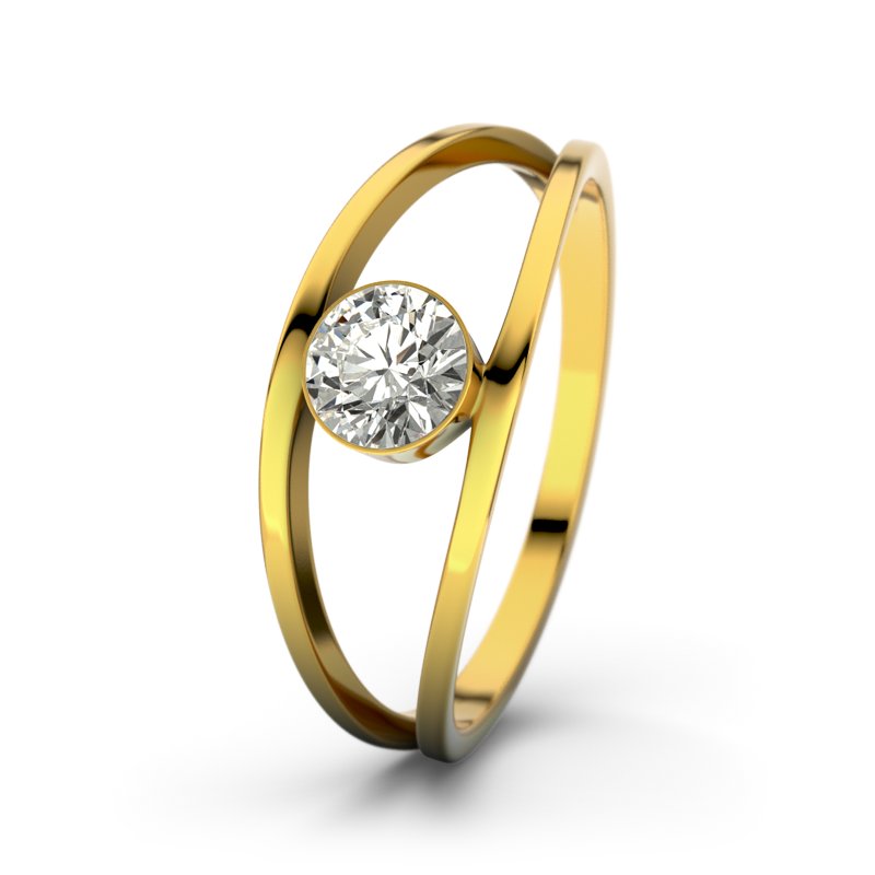 Diamantring Romy, Gelbgold 375, von vorn