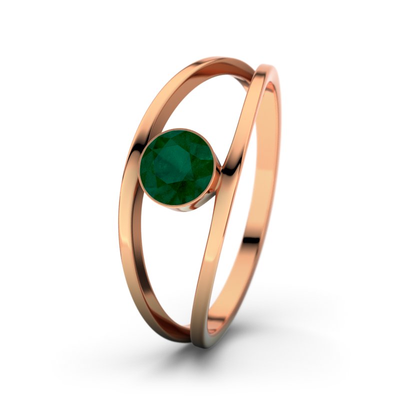 Smaragd Rotgoldring Romy, Rotgold 585, von vorn