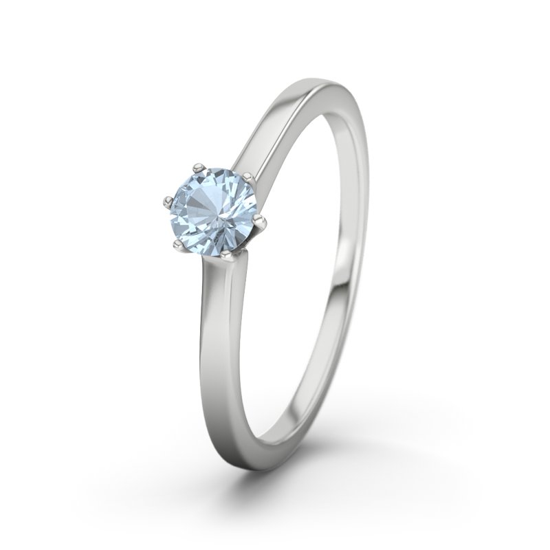 Blauer Topas Weißgoldring Rosario, Weißgold 750, von vorn