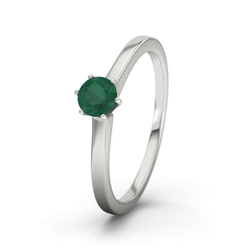 Smaragd Weißgoldring Rosario, Weißgold 585, von vorn