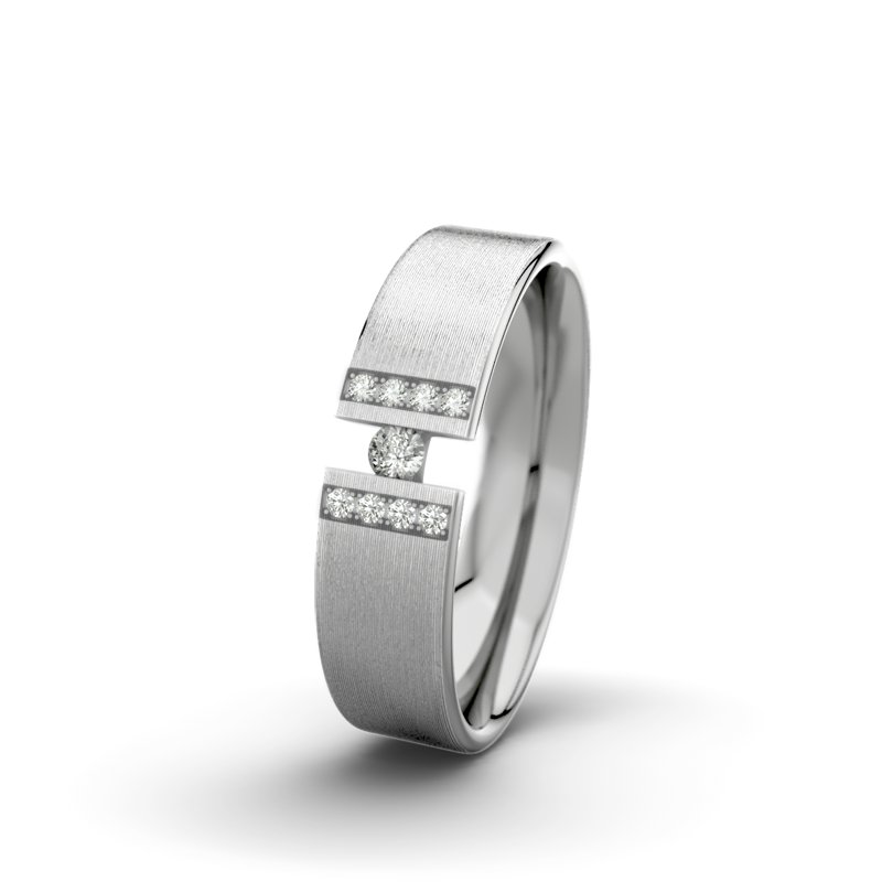 Diamantring Rose F5 P1, Palladium 950 längsmatt, von vorn