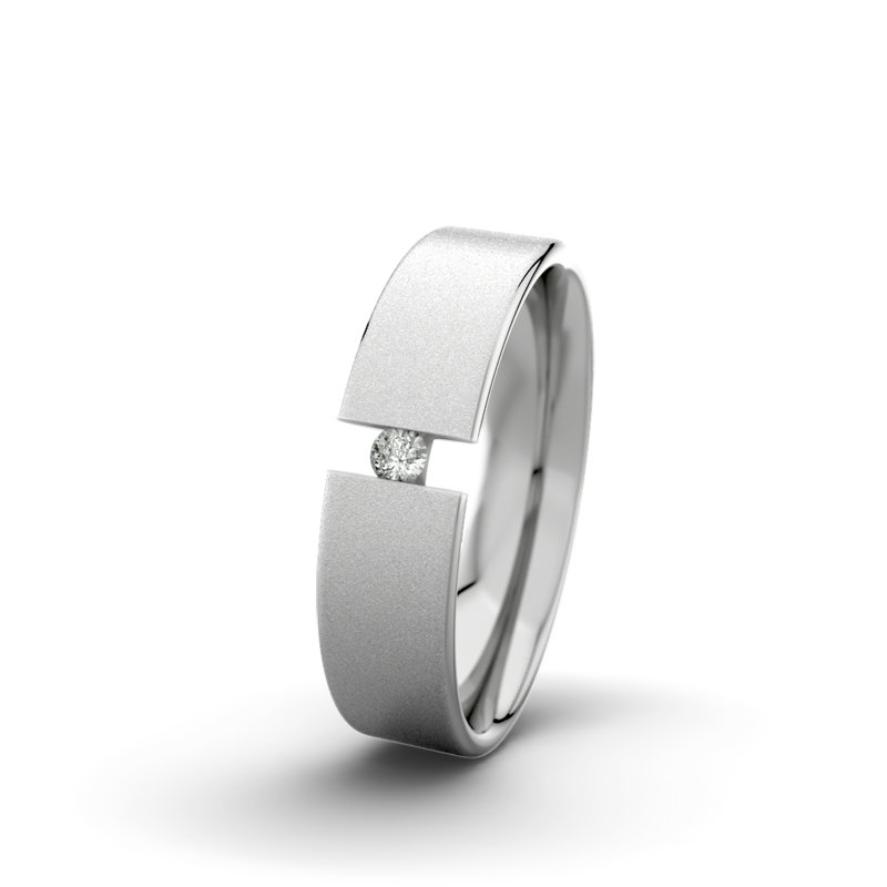 Diamantring Rose F5 P1, Palladium 585 Sandmattfein, von vorn