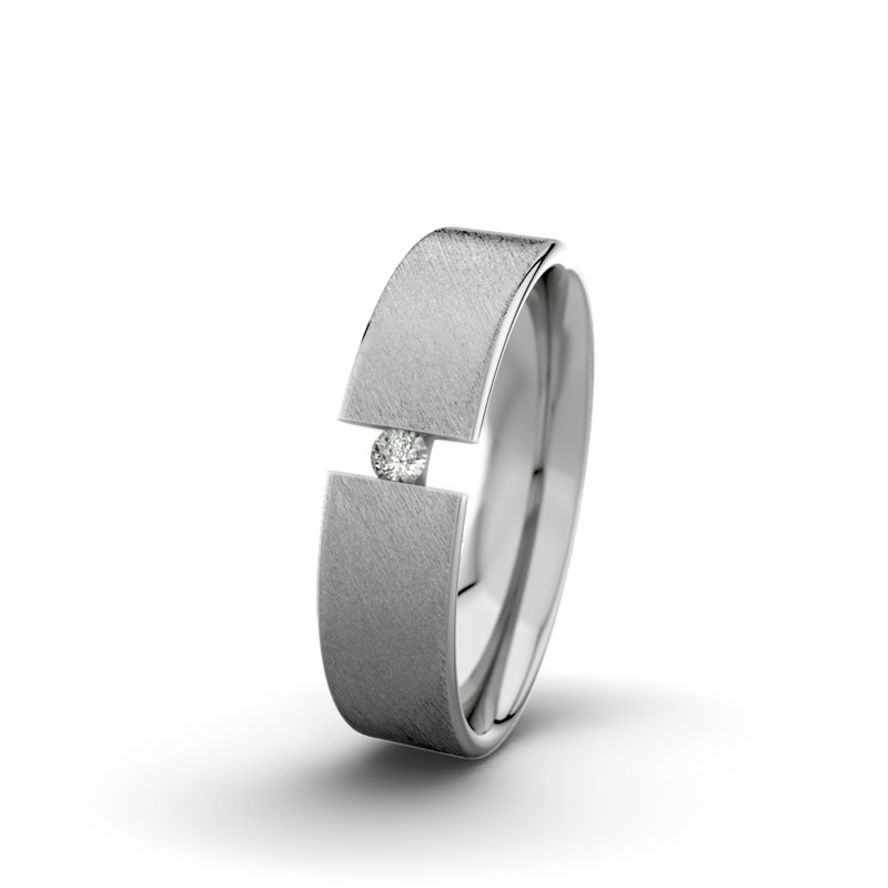 Diamantring Rose F5 P1, Palladium 585 Schrägmatt, von vorn