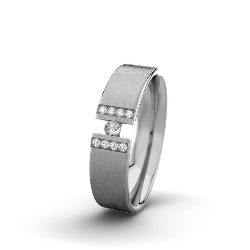 Diamantring Rose F5 P1, Platinum 950 Schrägmatt, von vorn