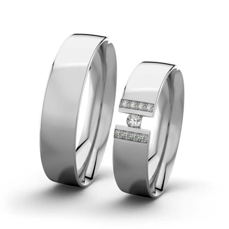 Diamantring Rose F5 P2, Palladium 950 poliert, von vorn