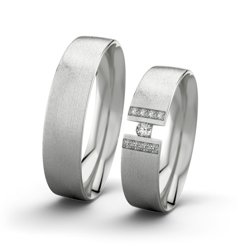 Diamantring Rose F5 P2, Sterlingsilber 925 längsmatt, von vorn
