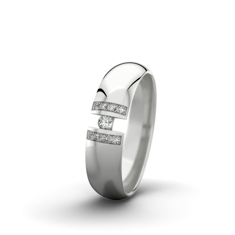 Diamantring Rose F5 P5, Sterlingsilber 925 poliert, von vorn