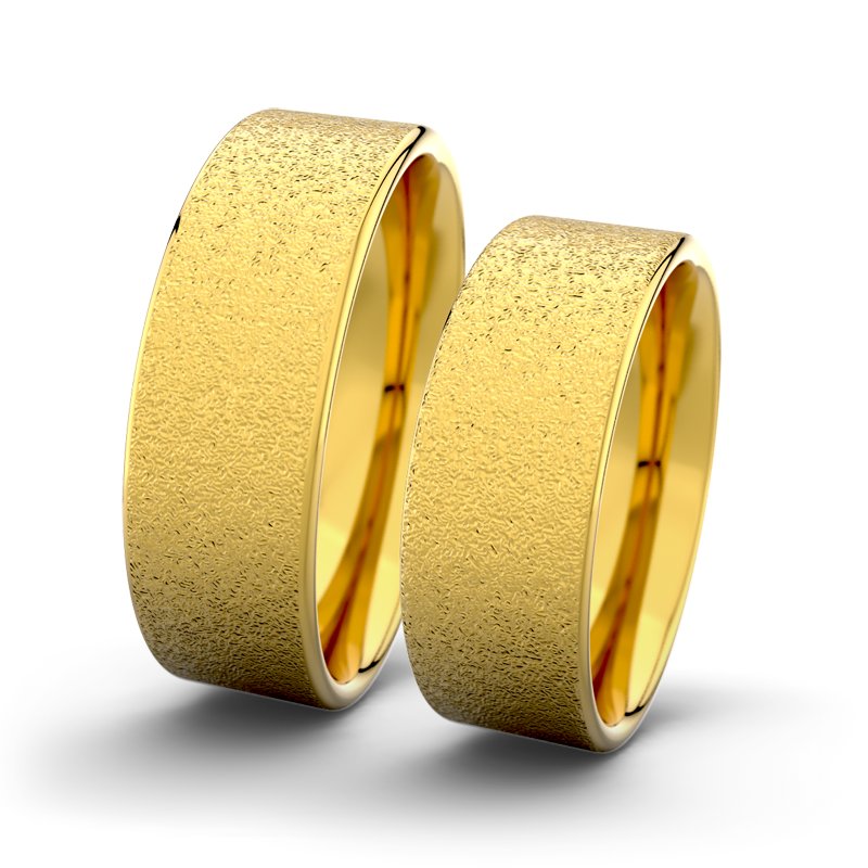 Kein Stein Gelbgold Sandmattgrobring Rose F7 P1, Gelbgold 375 Sandmattgrob, von vorn