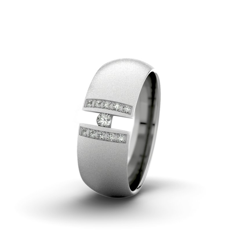 Diamantring Rose F7 P5, Palladium 950 Sandmattfein, von vorn