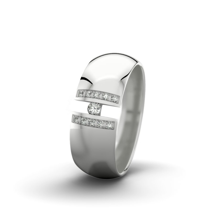 Diamantring Rose F7 P5, Sterlingsilber 925 poliert, von vorn