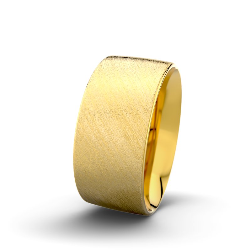 Kein Stein Gelbgold Schrägmattring Rose F9 P2, Gelbgold 375 Schrägmatt, von vorn