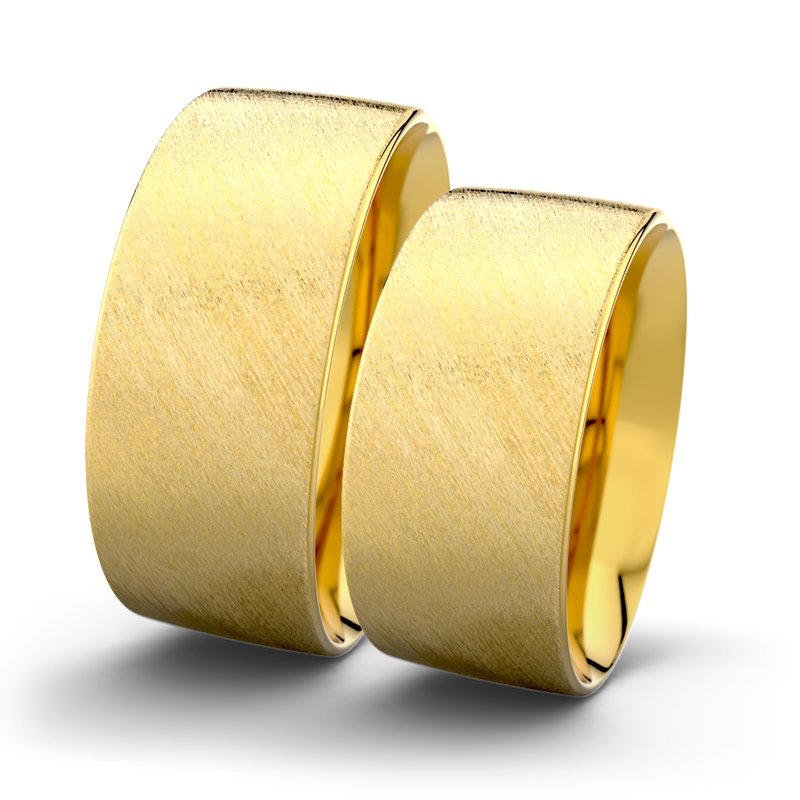 Kein Stein Gelbgold Schrägmattring Rose F9 P2, Gelbgold 375 Schrägmatt, von vorn