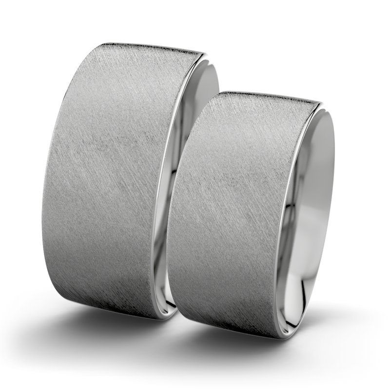 Kein Stein Platinum Schrägmattring Rose F9 P2, Platinum 950 Schrägmatt, von vorn