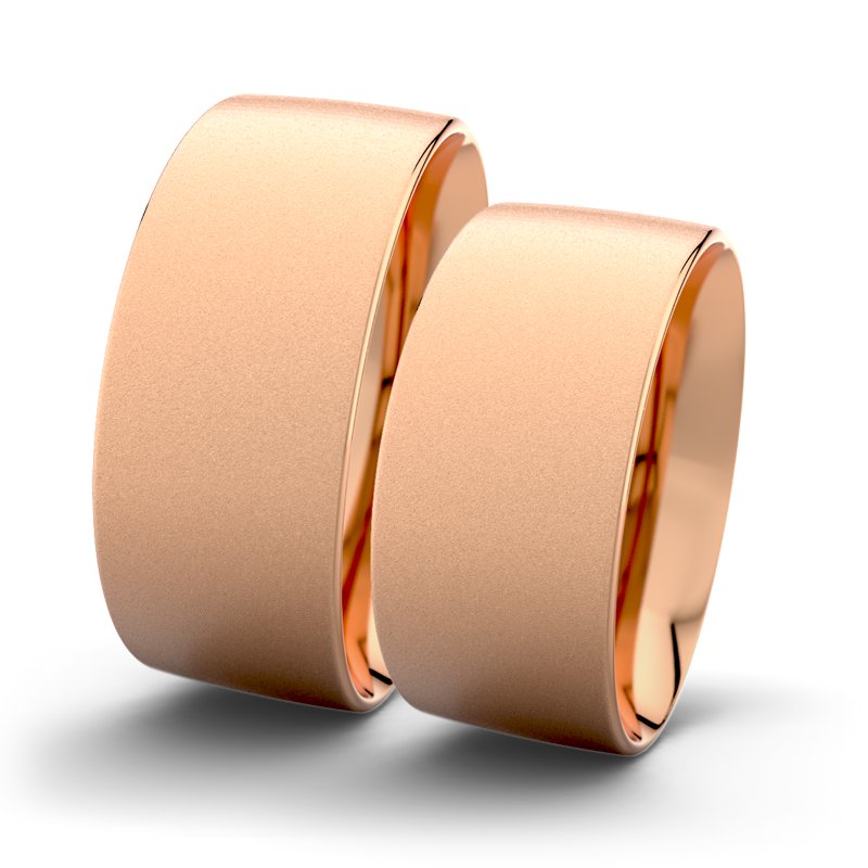 Kein Stein Rotgold Sandmattfeinring Rose F9 P2, Rotgold 375 Sandmattfein, von vorn
