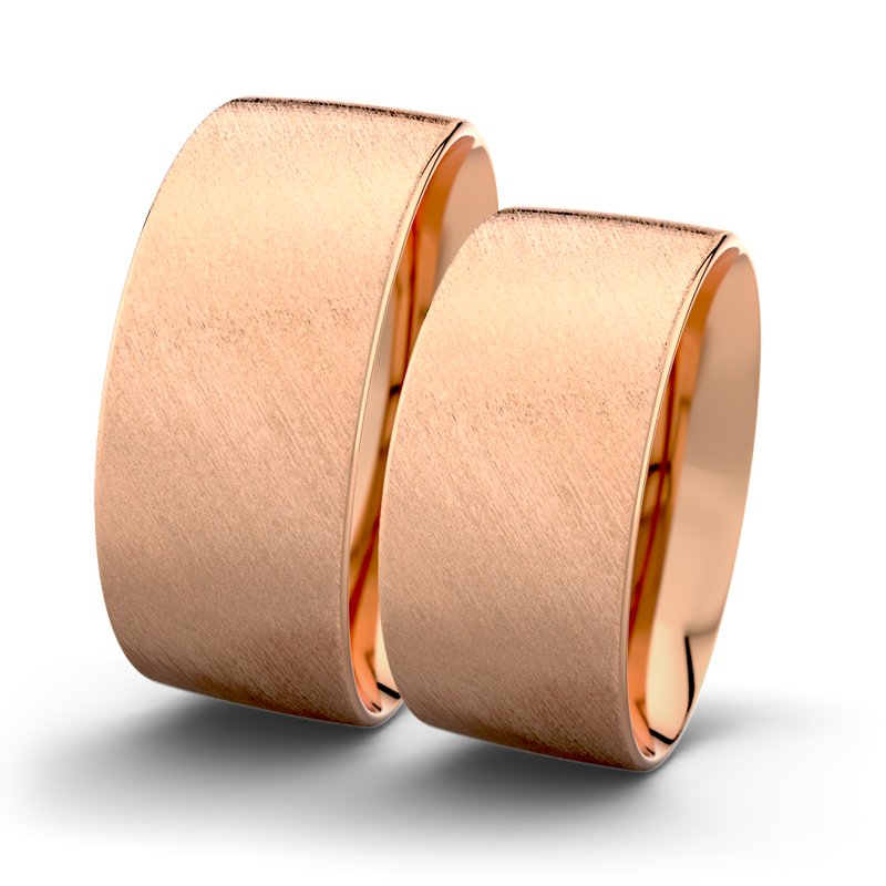 Kein Stein Rotgold Schrägmattring Rose F9 P2, Rotgold 750 Schrägmatt, von vorn