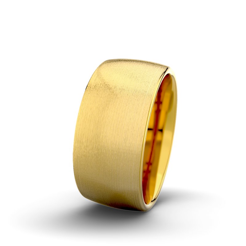 Kein Stein Gelbgold längsmattring Rose F9 P3, Gelbgold 375 längsmatt, von vorn