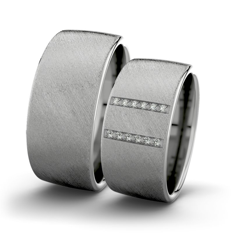 Kein Stein Palladium Schrägmattring Rose F9 P4, Palladium 585 Schrägmatt, von vorn